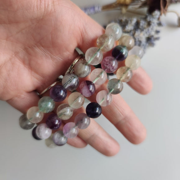 10mm Rainbow Fluorite Bead Bracelet - Anima Mundi Crystals