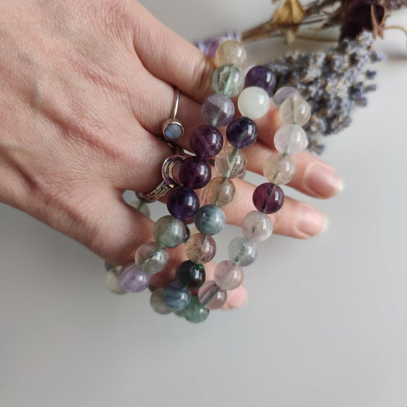 10mm Rainbow Fluorite Bead Bracelet - Anima Mundi Crystals