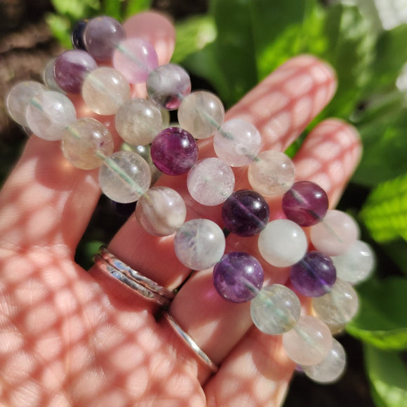 10mm Rainbow Fluorite Bead Bracelet - Anima Mundi Crystals