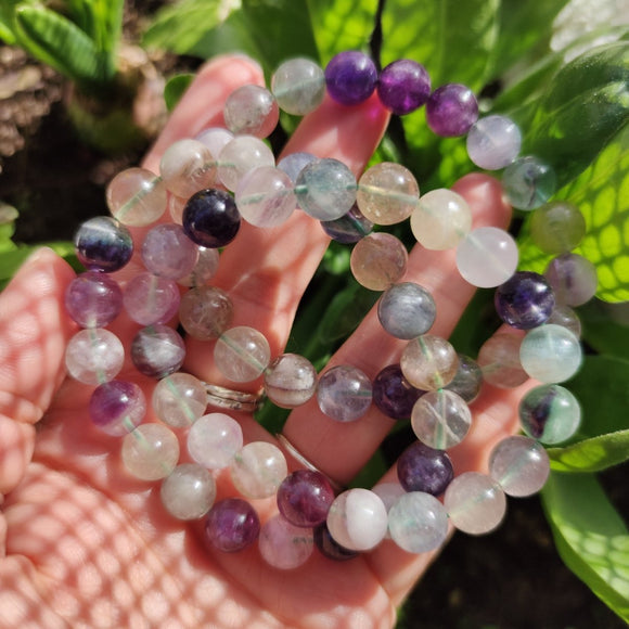 10mm Rainbow Fluorite Bead Bracelet - Anima Mundi Crystals