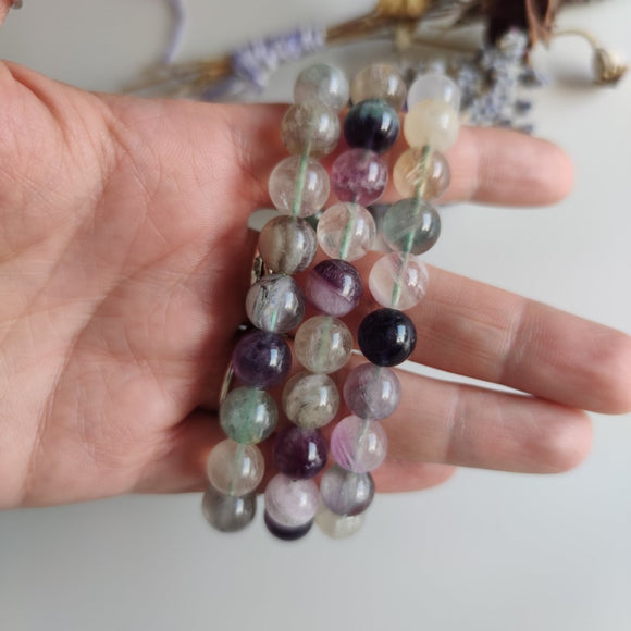 10mm Rainbow Fluorite Bead Bracelet - Anima Mundi Crystals