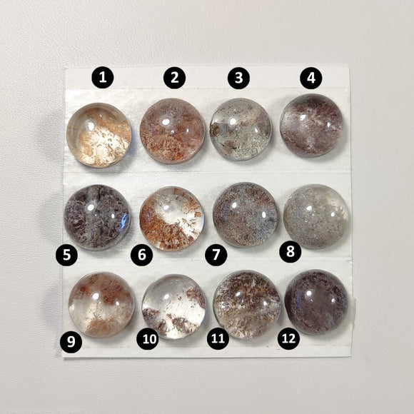 13-14mm Lodolite cabochons - Anima Mundi Crystals