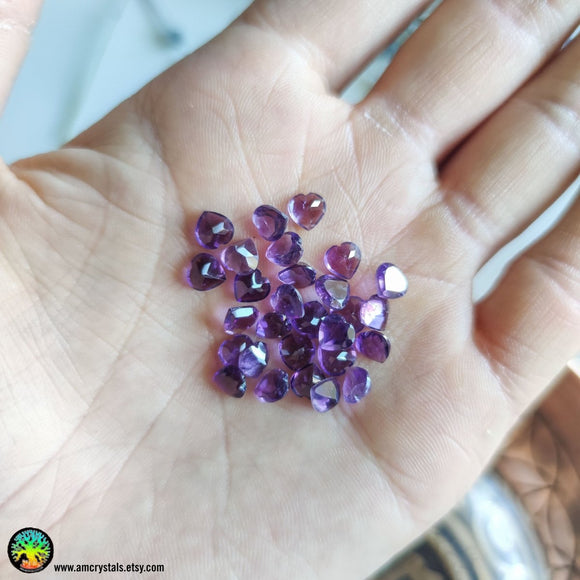 1x Faceted Amethyst Heart Shape Crystal - Anima Mundi Crystals