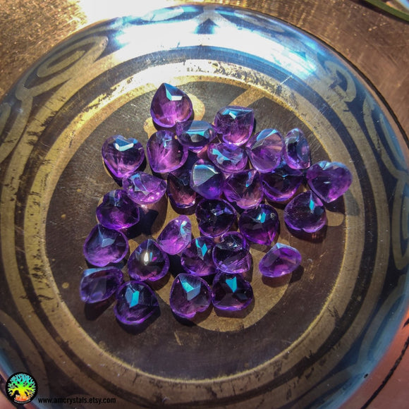 1x Faceted Amethyst Heart Shape Crystal - Anima Mundi Crystals