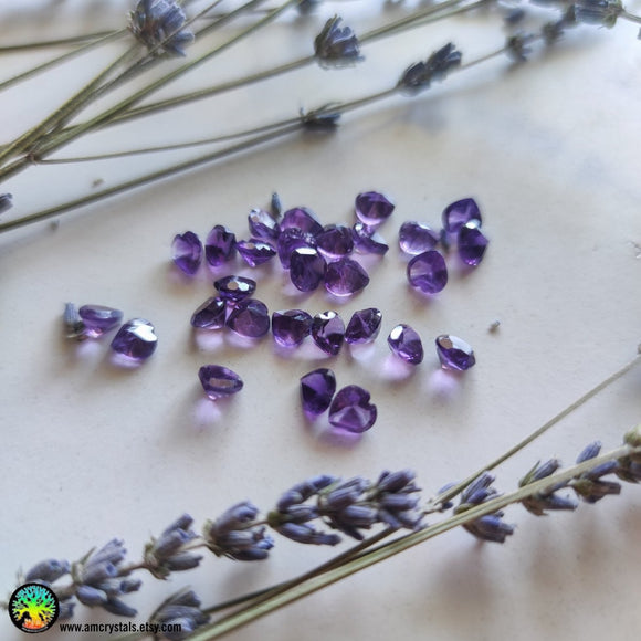 1x Faceted Amethyst Heart Shape Crystal - Anima Mundi Crystals