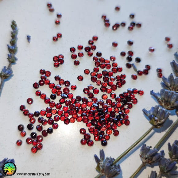 2.5-2.85mm Almandine Garnet Round Cabochons - Anima Mundi Crystals