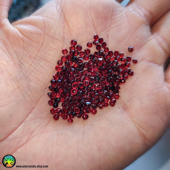 2.5-2.85mm Almandine Garnet Round Cabochons - Anima Mundi Crystals
