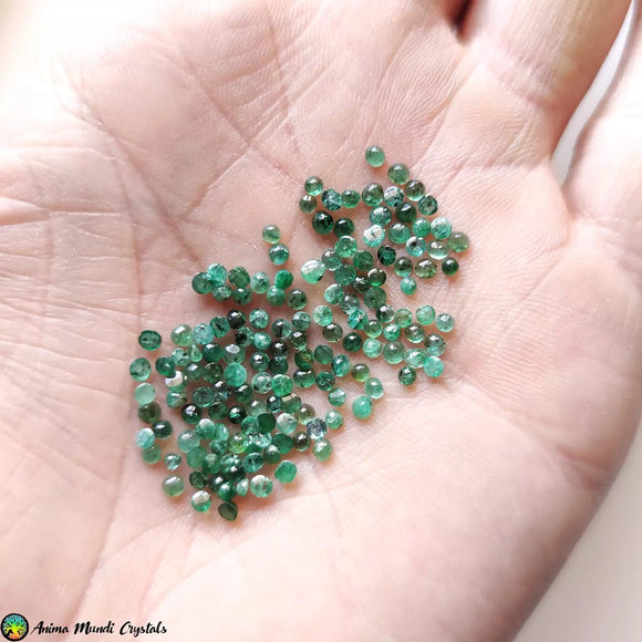 2.5mm Emerald Round Cabochons - 5pcs - Anima Mundi Crystals