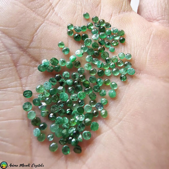 2.5mm Emerald Round Cabochons - 5pcs - Anima Mundi Crystals
