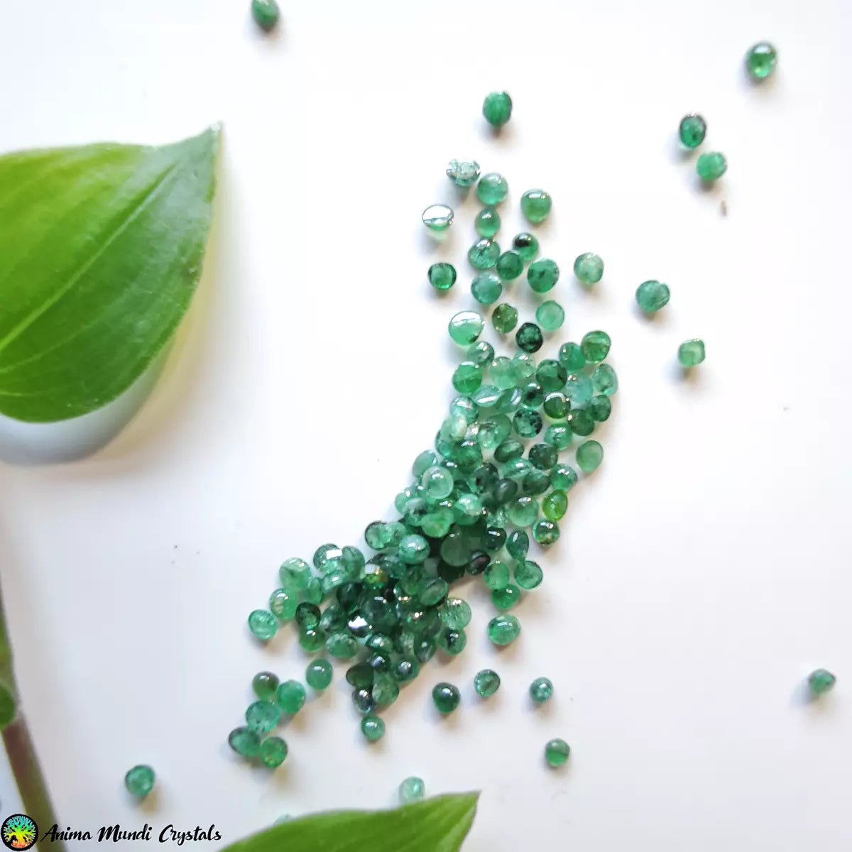2 mm Smaragd-Mini-Cabochons – 5 Stück – Anima Mundi-Kristalle