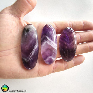 47-66mm Big Oval Chevron Amethyst Cabochon - Anima Mundi Crystals