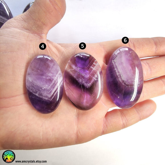 47-66mm Big Oval Chevron Amethyst Cabochon - Anima Mundi Crystals