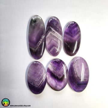 47-66mm Big Oval Chevron Amethyst Cabochon - Anima Mundi Crystals