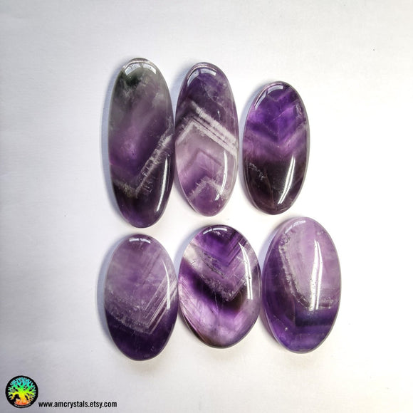 47-66mm Big Oval Chevron Amethyst Cabochon - Anima Mundi Crystals