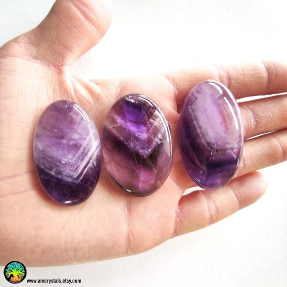 47-66mm Big Oval Chevron Amethyst Cabochon - Anima Mundi Crystals