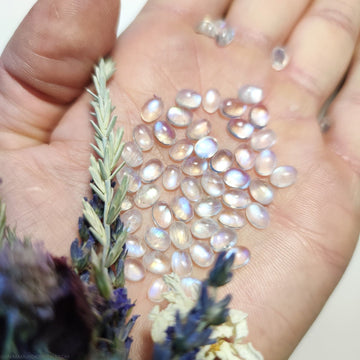 7x5mm Rainbow Moonstone Oval Cabochon - Anima Mundi Crystals