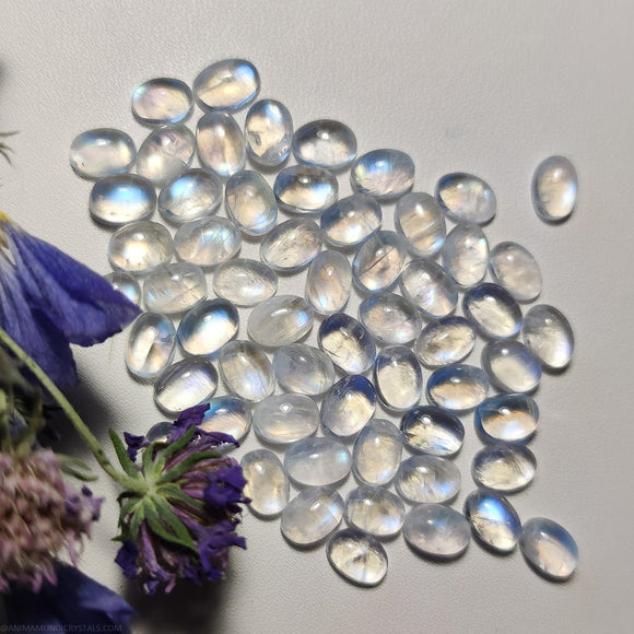 7x5mm Rainbow Moonstone Oval Cabochon - Anima Mundi Crystals