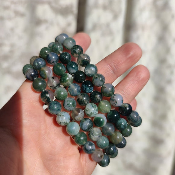 8-9mm Moss Agate Bracelets - Anima Mundi Crystals
