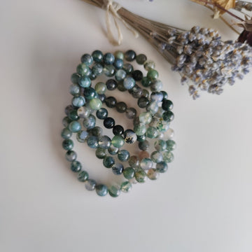 8-9mm Moss Agate Bracelets - Anima Mundi Crystals