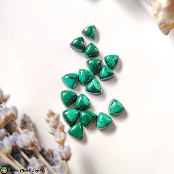 8mm Malachite Triangle cabochon - Anima Mundi Crystals