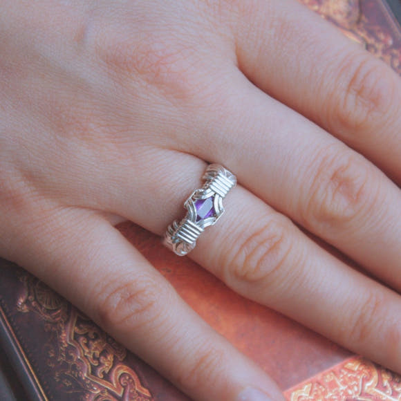 Amethyst Wire Wrapped Sterling Silver Ring - Anima Mundi Crystals