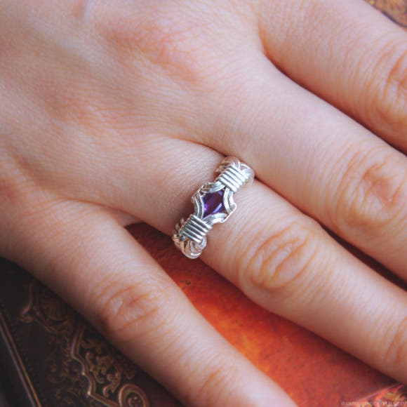 Amethyst Wire Wrapped Sterling Silver Ring - Anima Mundi Crystals