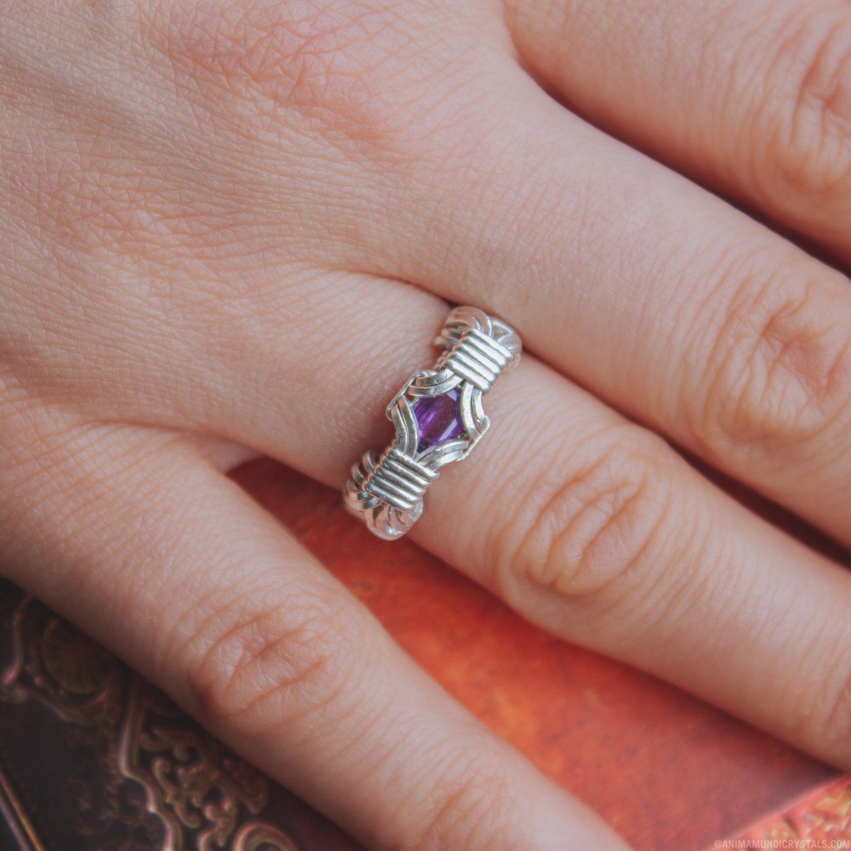 Amethyst Wire Wrapped Sterling Silver Ring - Anima Mundi Crystals