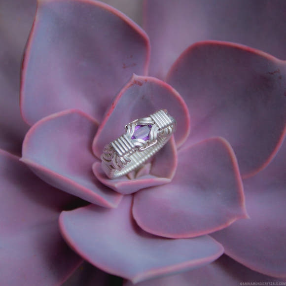 Amethyst Wire Wrapped Sterling Silver Ring - Anima Mundi Crystals