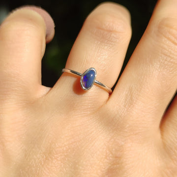 Australian Opal Lightning Ridge Silver Ring - Anima Mundi Crystals