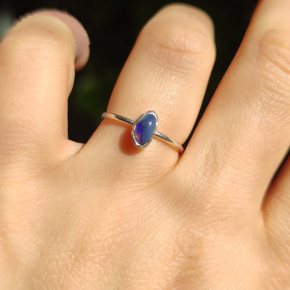 Australian Opal Lightning Ridge Silver Ring - Anima Mundi Crystals