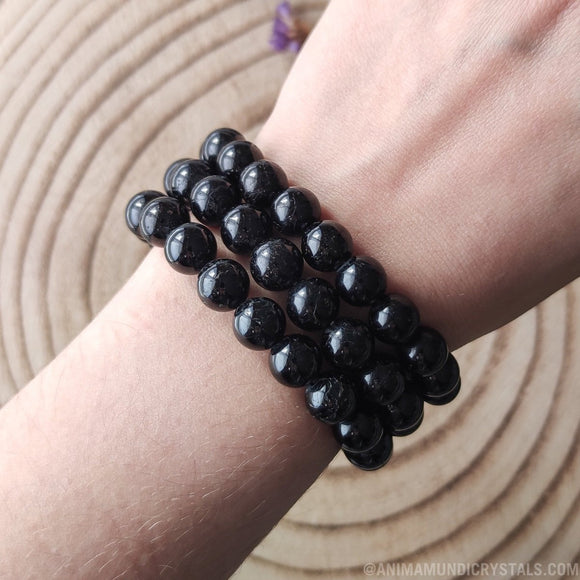 Black Tourmaline 10mm Bead Bracelet - Anima Mundi Crystals