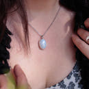 Crescent Moon Rainbow Moonstone Cabochon B - Anima Mundi Crystals