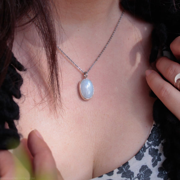 Crescent Moon Rainbow Moonstone Cabochon B - Anima Mundi Crystals