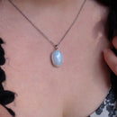 Crescent Moon Rainbow Moonstone Cabochon B - Anima Mundi Crystals