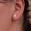 Dainty Crescent Moon Silver Studs - Anima Mundi Crystals
