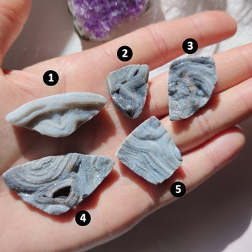 Druzy Blue-Gray Chalcedony Cabochons - Anima Mundi Crystals