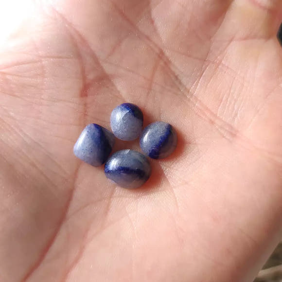 Dumortierite in White Quartz Cabochons