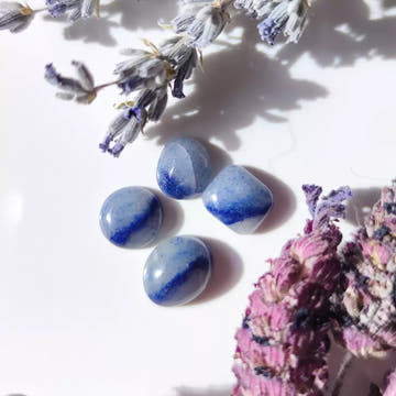 Dumortierite in White Quartz Cabochons
