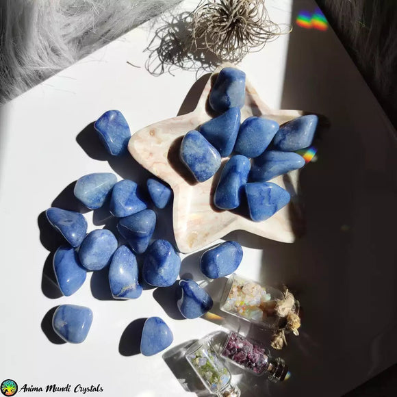 Dumortierite in Quartz Tumblestones - Blue Quartz - Anima Mundi Crystals