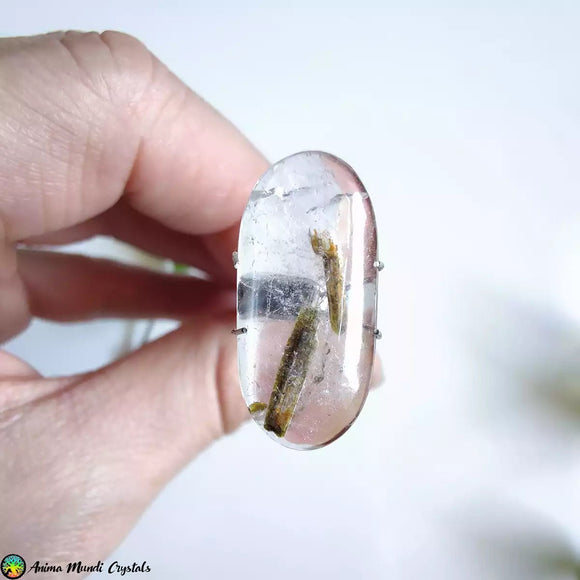 Epidote in Quartz Cabochon - Anima Mundi Crystals