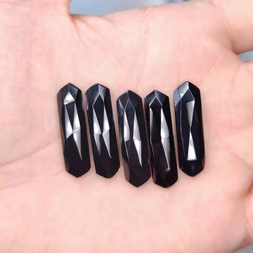 Faceted Black Onyx Hexagon Cabochons - Anima Mundi Crystals