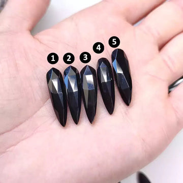 Faceted Black Onyx Tearshape Cabochon - Anima Mundi Crystals