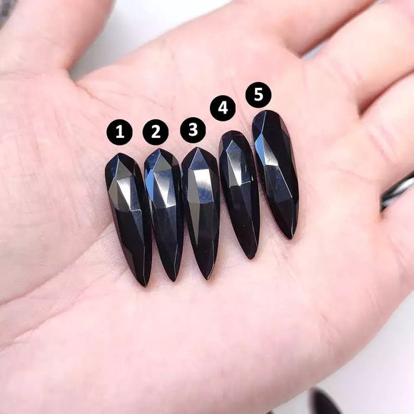 Faceted Black Onyx Tearshape Cabochon - Anima Mundi Crystals