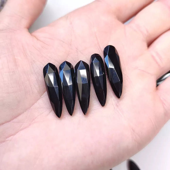 Faceted Black Onyx Tearshape Cabochon - Anima Mundi Crystals