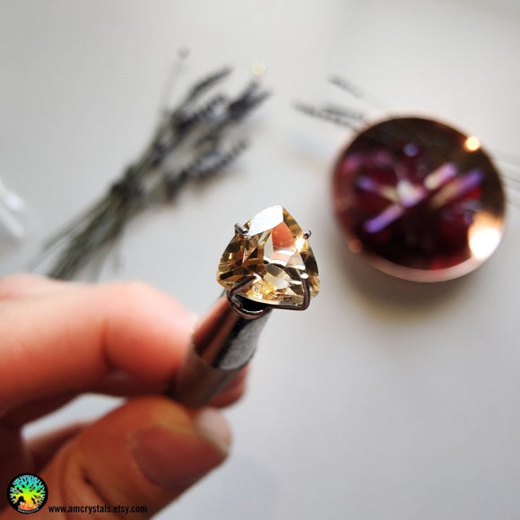 Faceted Citrine Trillion Cut Calibrated Gemstone - Anima Mundi Crystals