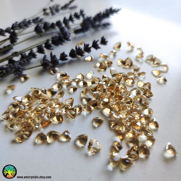 Faceted Citrine Trillion Cut Calibrated Gemstone - Anima Mundi Crystals