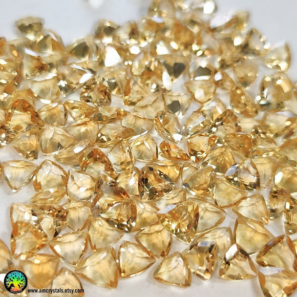 Faceted Citrine Trillion Cut Calibrated Gemstone - Anima Mundi Crystals