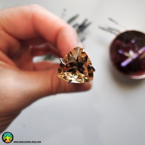 Faceted Citrine Trillion Cut Calibrated Gemstone - Anima Mundi Crystals