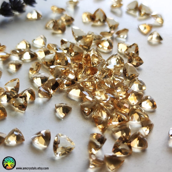 Faceted Citrine Trillion Cut Calibrated Gemstone - Anima Mundi Crystals