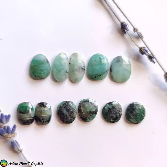 Faceted Emerald Cabochons - Anima Mundi Crystals